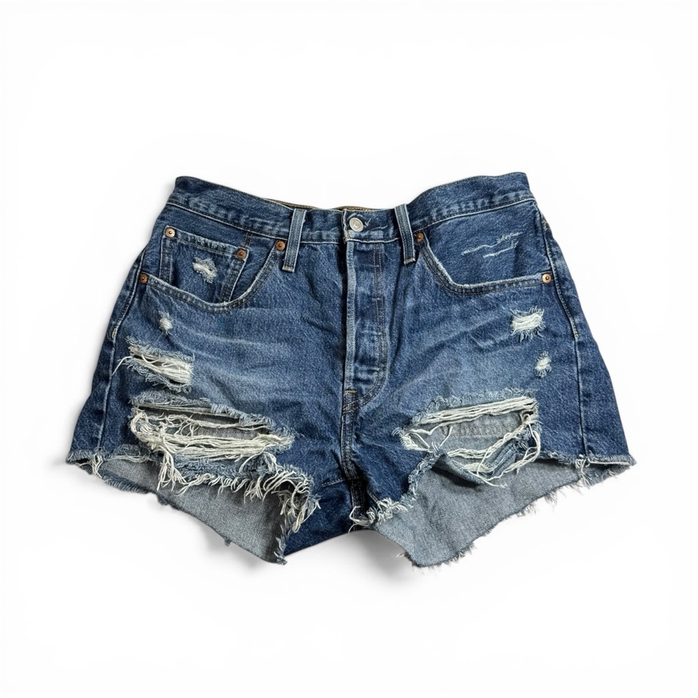 Levis 501 Size 30 Blue Cutoff Womens Shorts Button Fly 2.5” Cowgirl Rodeo